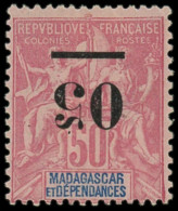 * MADAGASCAR - Poste - 48a, Surcharge Renversée: 05 Sur 50c. Rose - Nuovi