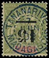 O MADAGASCAR - Poste - 50a, Surcharge Renversée, Oblitération Superbe: 15 S. 1f. Olive - Usados