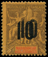 * MADAGASCAR - Poste - 114a, Double Surcharge, Signé Scheller: 10 S. 75c. - Ongebruikt