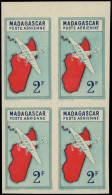 ** MADAGASCAR - Poste Aérienne - 29b, Bloc De 4 Non Dentelé, Bdf: 2f. Avion - Autres & Non Classés