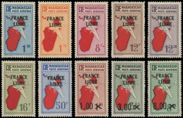 ** MADAGASCAR - Poste Aérienne - 45/54, Dont 46 Signé Brun: France Libre - Aéreo
