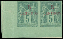 (*) MAROC - Poste - 1b, Paire Horizontale Non Dentelée, Bdf, Signé Calves: 5c. S. 5c. Vert - Unused Stamps