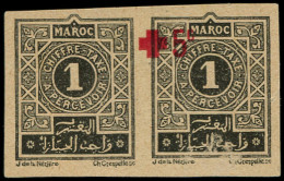 (*) MAROC - Taxe - 27, En Paire Non Dentelé Dont 1 Exemplaire Essai De Surcharge "Croix-Rouge" - Postage Due
