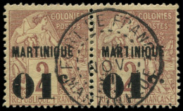 O MARTINIQUE - Poste - 7c, Paire Dont 1 Ex. Sans Le Point - Usados