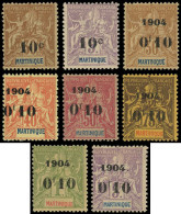 * MARTINIQUE - Poste - 52/59, Complet 8 Valeurs: Surchargés De 1904 - Unused Stamps