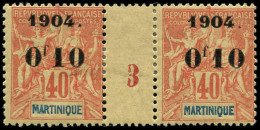 * MARTINIQUE - Poste - 55, Paire Millésime "3": 0f10 S. 40c. Rouge-orange - Nuevos