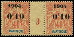 * MARTINIQUE - Poste - 55, Paire Millésime "3": 0f10 S. 40c. Rouge-orange - Ongebruikt