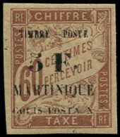 * MARTINIQUE - Poste - 60, "U" De "Postaux" Manquant, Signé: 5f. S. 60c. Brun Sur Paille (Maury) - Unused Stamps