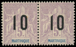 ** MARTINIQUE - Poste - 81A, Paire Chiffres Espacés Tenant à Normal: 10 Sur 5f. Lilas Sur Gris - Unused Stamps
