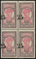 ** MARTINIQUE - Poste - 85, Bloc De 4 Surcharge à Cheval, Signé Brun (pli Sur 2 Timbres + Se Détache): 25 S. 15c. - Unused Stamps