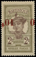 * MARTINIQUE - Poste - 105, Surcharge à Cheval: 0,01 S. 2c. Martiniquaise - Unused Stamps