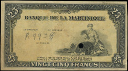 ESS MARTINIQUE - Billets - Pick 17, Essai Uniface En Noir Sur Crème "Banque De La Martinique 25fr" Sans N° Ni Signature  - Sonstige & Ohne Zuordnung