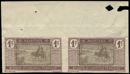 ** MAURITANIE - Poste - 17a, Paire Non Dentelée, Bdf: 1c. Violet Brun Et Brun (Maury) - Unused Stamps