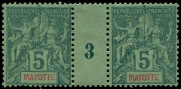 ** MAYOTTE - Poste - 4, Paire Millésime "3" (* Sur Millésime): 5c. Vert - Unused Stamps
