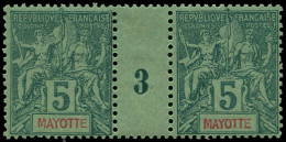 ** MAYOTTE - Poste - 4, Paire Millésime "3" (* Sur Millésime): 5c. Vert - Ongebruikt