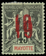 * MAYOTTE - Poste - 28a, Double Surcharge: 10 Sur 45c. Noir Sur Vert - Unused Stamps