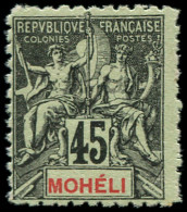 ** MOHELI - Poste - 11a, Dentelé 11: 45c. Noir S. Vert - Unused Stamps