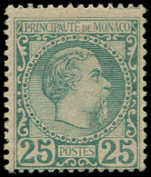 * MONACO - Poste - 6, Décentré, 25c. Charles III Vert - Nuevos