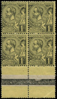 ** MONACO - Poste - 20, Bloc De 4, Bord De Feuille: 1f. Noir S. Jaune - Unused Stamps