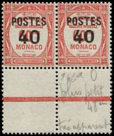 ** MONACO - Poste - 146/46a, En Paire, 1 Exemplaire Petit Zéro: 40c. S. 60c. Rouge - Neufs