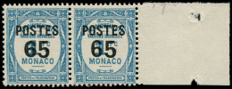 ** MONACO - Poste - 148/48a, En Paire, 1 Exemplaire Gros Chiffre "6", Bdf: 65c. S. 1f. Bleu Clair - Unused Stamps