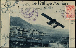 CP MONACO - Poste Aérienne - TS1, Vignette Rallye Aérien Sur CP Madrid à Monaco Arrivée 13/04/1914 (Maury) - Airmail