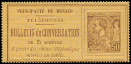 (*) MONACO - Téléphone - 1, 50c. Brun Sur Jaune - Telefoonzegels