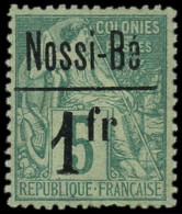 (*) NOSSI-BE - Poste - 22, Signé Calves: 1f. Sur 5c. Vert - Unused Stamps