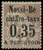 * NOSSI-BE - Taxe - 4, Type II, Signé + Certificat Brun: 35c. Sur 4c. Lilas-brun Sur Gris - Unused Stamps