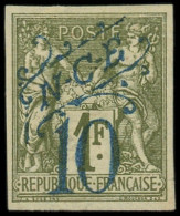 * NOUVELLE-CALEDONIE - Poste - 35, Signé Calves (léger Pli D'angle): 10c. Sur 1f. Olive - Unused Stamps