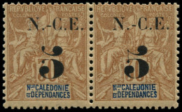 ** NOUVELLE-CALEDONIE - Poste - 65b, Paire Dont 1 Exemplaire "5" Sans Boule: 5c. S. 30c. Brun - Unused Stamps
