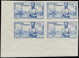 ** NOUVELLE-CALEDONIE - Poste - 192a, Bloc De 4 Non Dentelé, Cdf: 2f50 + 1f. Bleu - Unused Stamps