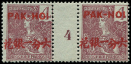 ** PAKHOI - Poste - 19, Paire Millésime "4", Tirage 240: 4c. Lilas-brun S. Gris - Unused Stamps
