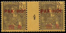 ** PAKHOI - Poste - 31, Paire Millésime "3", Tirage 77 (* Sur Millésime): 2f. Violet S. Jaune - Unused Stamps