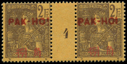 ** PAKHOI - Poste - 31, Paire Millésime "3", Tirage 77 (* Sur Millésime): 2f. Violet S. Jaune - Ungebraucht