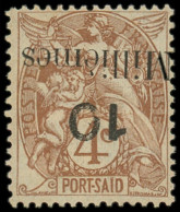 * PORT-SAID - Poste - 40a, Surcharge Renversée: 10m. Sur 4c. Brun - Unused Stamps