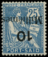 * PORT-SAID - Poste - 41a, Surcharge Renversée, Signé: 10m S. 25c. Bleu Mouchon - Ongebruikt