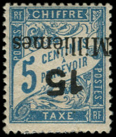 * PORT-SAID - Taxe - 2, Surcharge Renversée, Signé Brun: 15m S. 5c. Bleu (Maury) - Unused Stamps