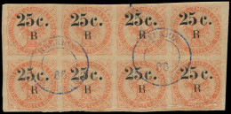 O REUNION - Poste - 4, Bloc De 8, Signé, 3 Points De Rouille (avec Gomme): 25c. S. 40c. Vermillon - Gebraucht