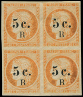 * REUNION - Poste - 6, Bloc De 4 Signé, Pli: 5c. S. 40c. Orange Pâle - Nuovi