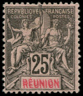 * REUNION - Poste - 39a, Double "Réunion", Signé Calves: 25c. Noir S. Rose - Nuevos