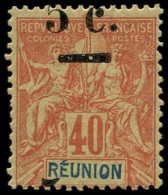 * REUNION - Poste - 52, Surcharge Très Déplacée, Valeur Non Barrée: 5c. S. 40c. (Maury) - Unused Stamps