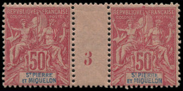 ** SAINT PIERRE & MIQUELON - Poste - 69, Paire Millésime "3" (* Sur Millésime): 50c. Rose - Unused Stamps