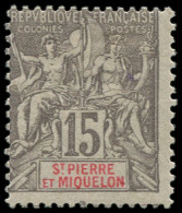 * SAINT PIERRE & MIQUELON - Poste - 74, Groupe Allégorique: 15c. Gris - Ungebraucht