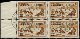O SAINT PIERRE & MIQUELON - Poste - 274, Bloc De 4: 20c. S. 10c. Brun-jaune France Libre - Gebraucht