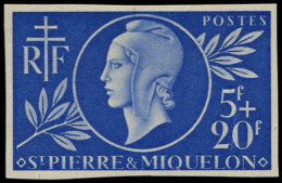 ** SAINT PIERRE & MIQUELON - Poste - 314a, Non Dentelé, 1 Grain D'origine Dans Le Papier: 5f. + 20f. Entraide Française - Unused Stamps