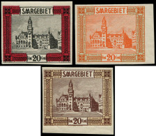 ** SARRE - Poste - 88, 3 Essais De Couleur Non Dentelé: 20c. Hôtel De Ville (Maury) - Unused Stamps
