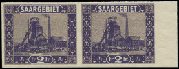 ** SARRE - Poste - 98, En Paire, Essai Violet Et Brun-jaune Non Dentelé: 2f. Mines (Maury) - Unused Stamps