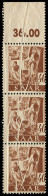(*) SARRE - Poste - 208, Bande De 3 Pli Accordéon: 40p. Brun - Unused Stamps