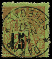 O SENEGAL - Poste - 5D, Type (V), Oblitération Superbe, Dentelure Irrégulière: 15 S. 20c. Brique S. Vert - Used Stamps